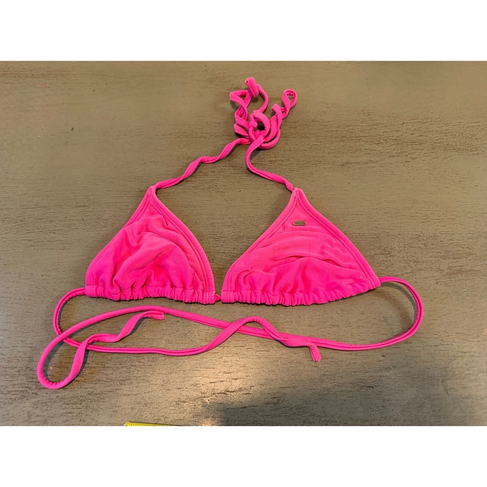 Roxy Womens Neon Pink Sliding Triangle Bikini Top Size Small Halter Swimwear